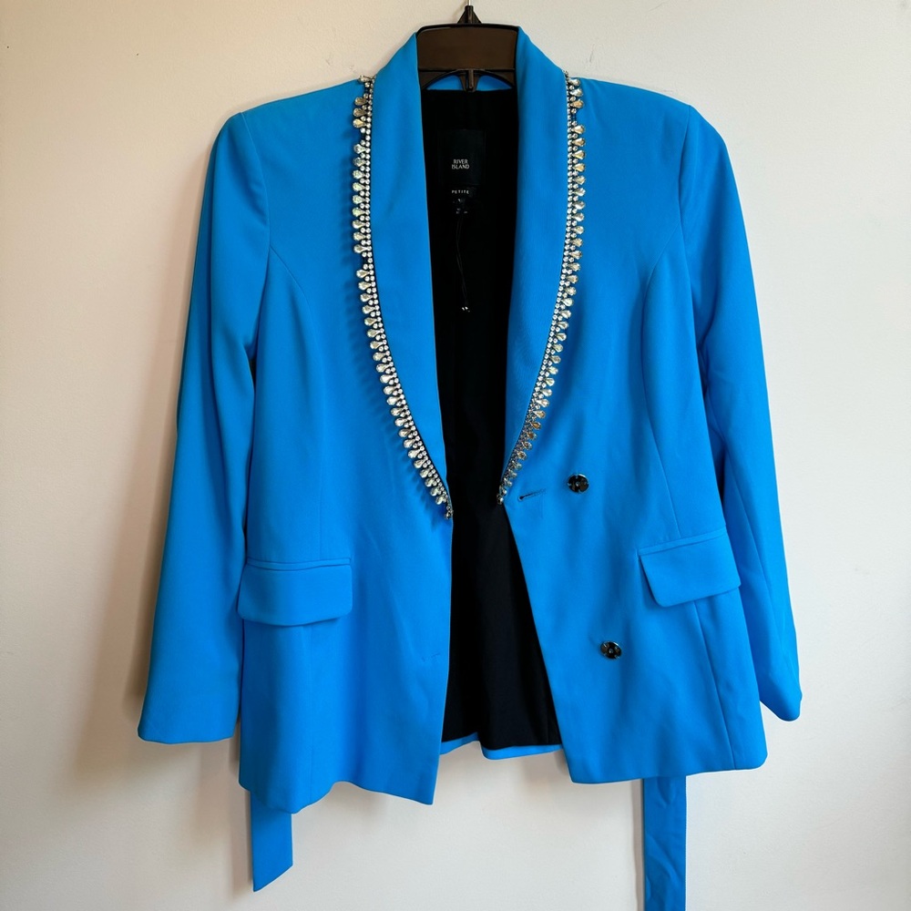 River Island Blue Embellished Rhinestone Women's Blazer